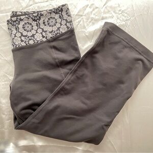 lululemon athletica Gray Leggings with Floral Waistband